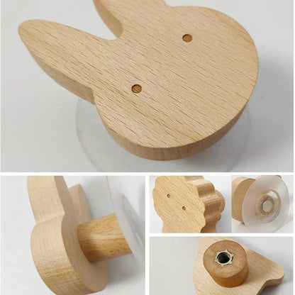 Animal-Shaped Wood Peg Rack for Kids' Rooms — Self-Stick or Screw-Mount Entryway Organizer, Nursery Decor Hanger for Coats, Backpacks & Acce