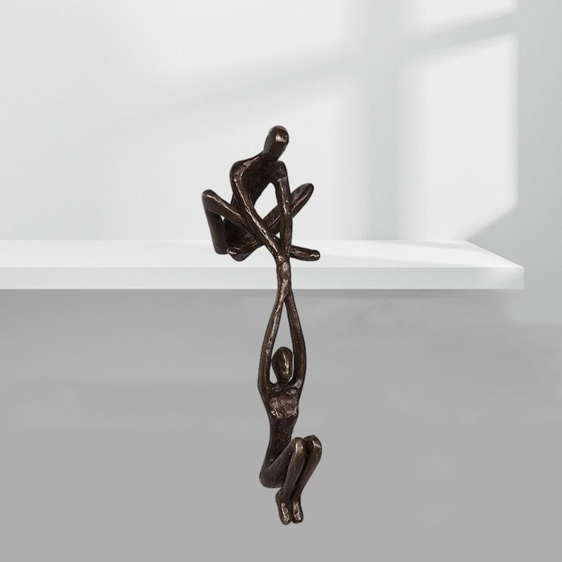 Statuette abstraite en polystone noir, pièce décorative de table de 20 cm pour décoration d'intérieur contemporaine, étagère, chambre, bureau, sculpture artistique