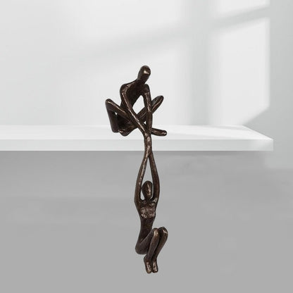 Statuette abstraite en polystone noir, pièce décorative de table de 20 cm pour décoration d'intérieur contemporaine, étagère, chambre, bureau, sculpture artistique