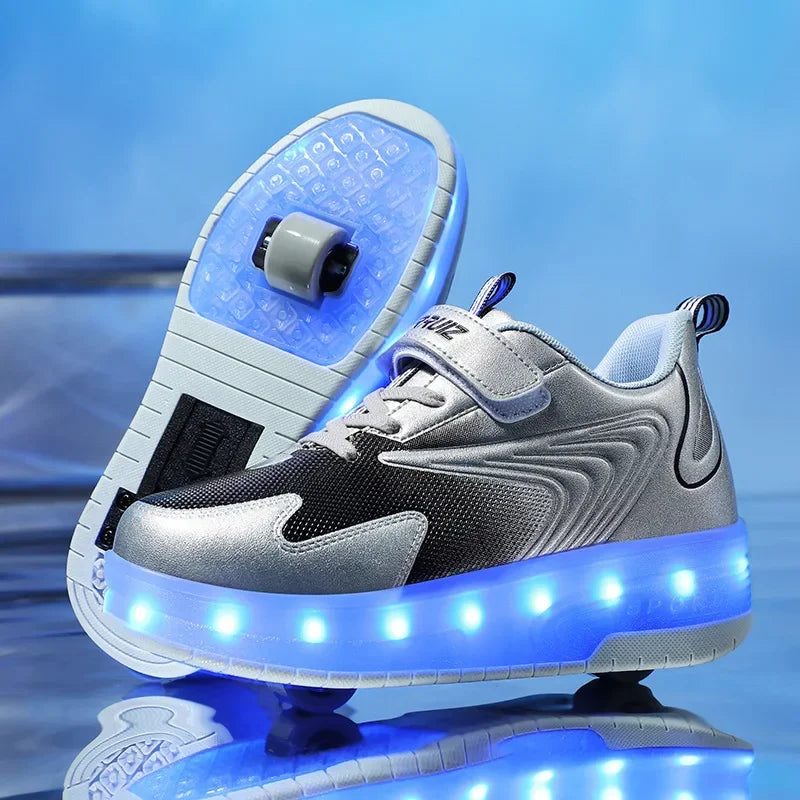 Light-Up Roller Sneakers for Kids – Illuminated Wheels with LED Lights for Boys & Girls – Skate Shoes with Retractable Wheels