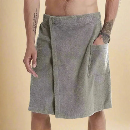 Towel Wrap for Bathing with Velcro Fastening and Storage Pocket