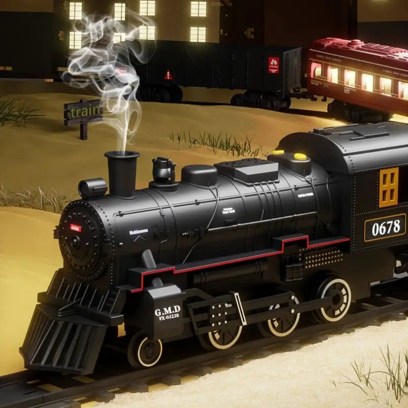 Electric Train Set for Kids with Lights and Sounds, Battery Operated Toy Train with Steam Effects, Railway Toy Set