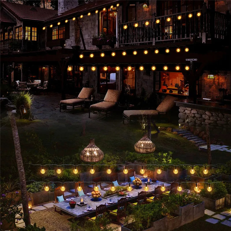 Outdoor LED String Lights Solar Powered Waterproof Decorative Yard Lighting 30 ft for Patio Garden Deck Backyard Pathway Landscape Accent