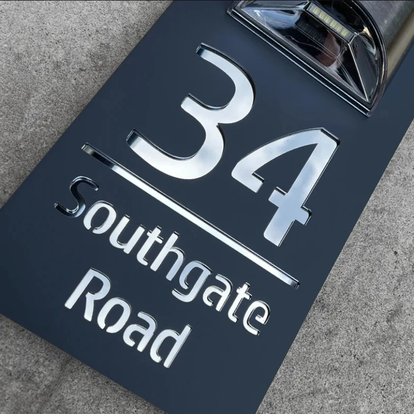 Solar-Powered Illuminated House Number Sign Floating Effect Acrylic Address Plaque for Front Door Custom Personalized Home Address Marker wi