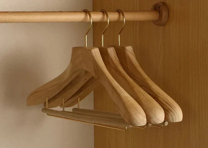 Premium Wood Suit Hangers with Pants Bar 1.6 in Wide Shoulder Support for Jackets Blazers Coats Closet Organization Heavy Duty Wooden Garmen