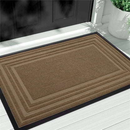 Rubber Entry Mat Slip-Resistant Low Profile for Front Door Back Door Patio Garage Hallway Mud Scraper Floor Protection