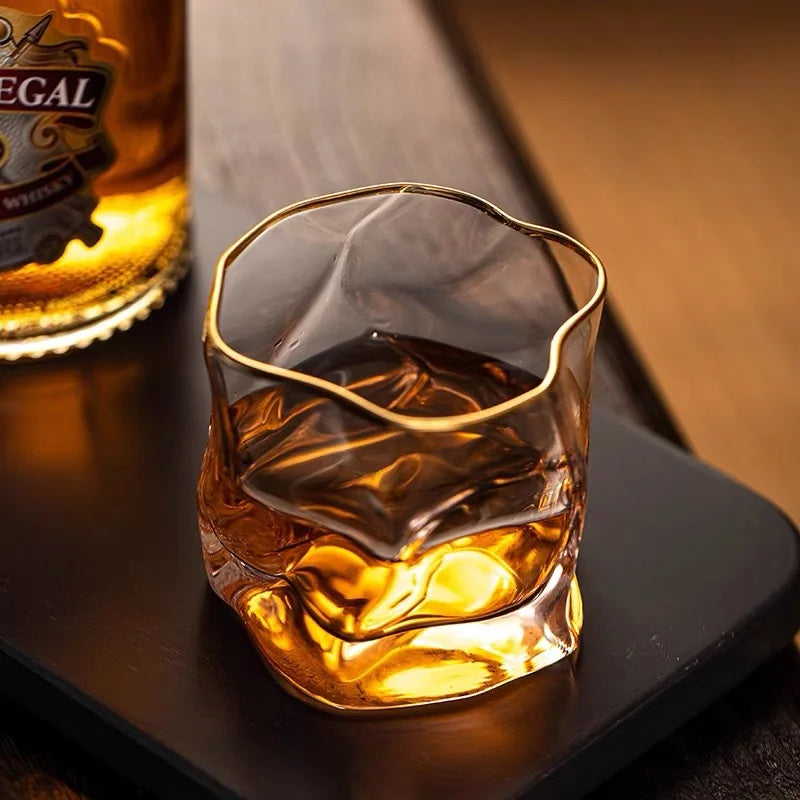 Bourbon Tasting Tumblers Ridged Crystal Glass 10 oz Spirits Drinkware Set for Scotch Cocktails Home Bar Whisky Enthusiasts Two-Piece Barware