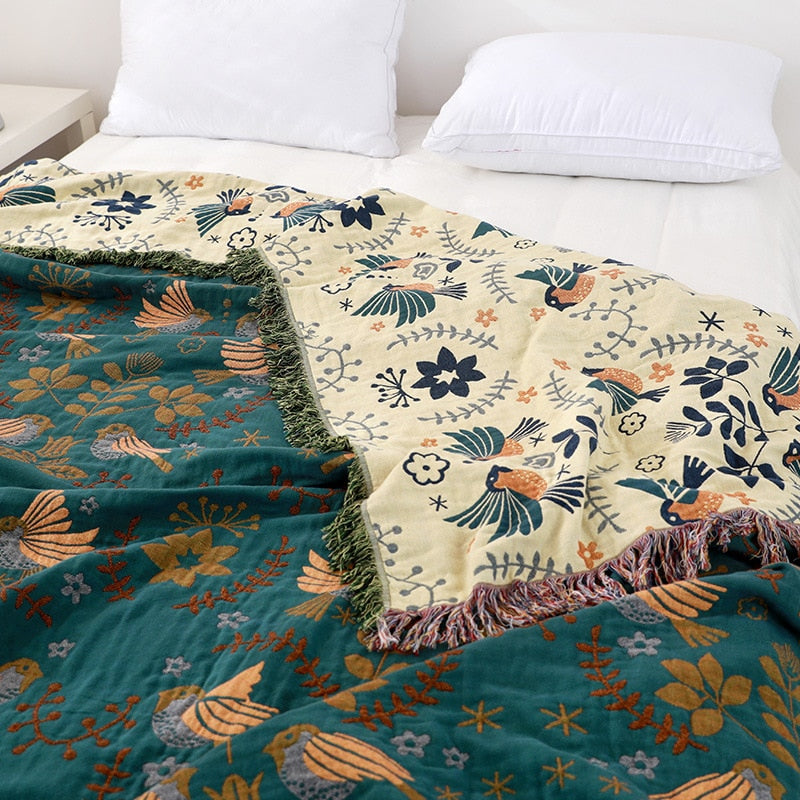 LeafWeave – Vintage Reversible Cotton Throw Blanket