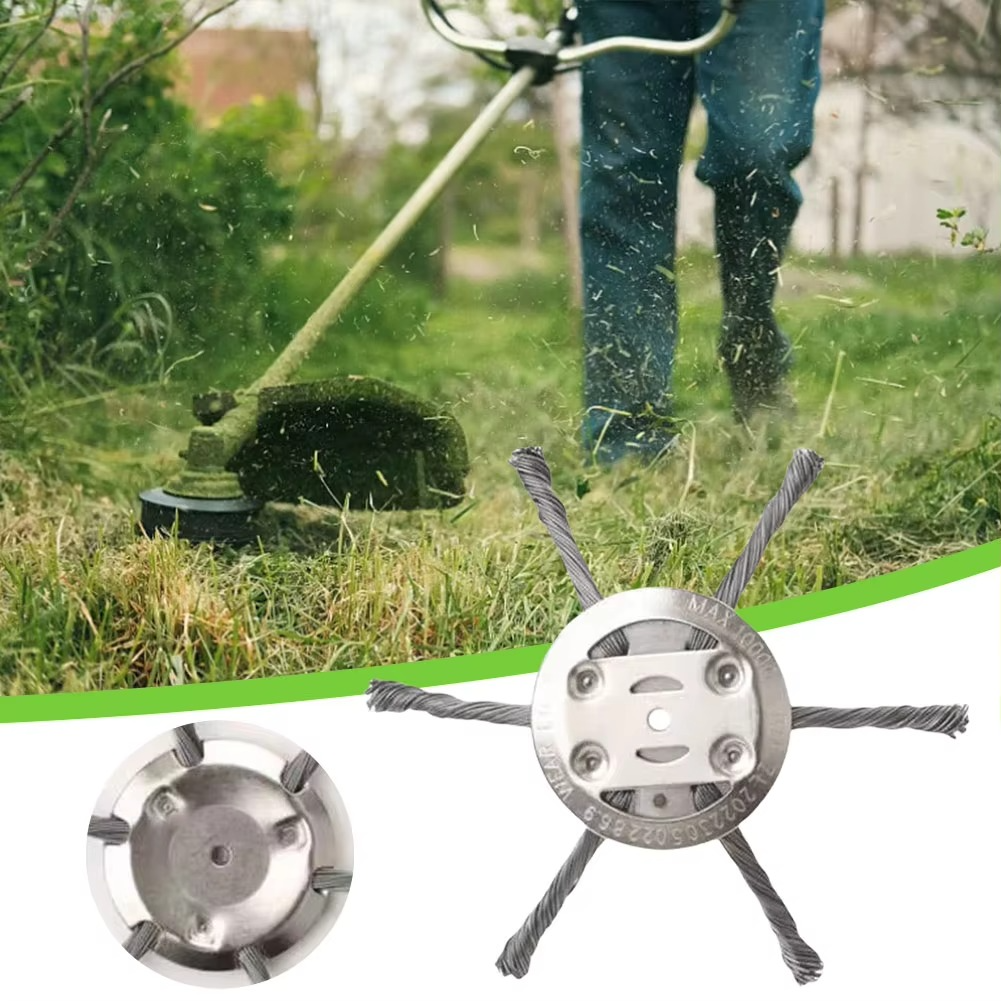 Steel Wire Brush Trimmer Attachment for String Trimmers – Heavy-Duty Weed & Rust Removal Head for Lawn, Patio & Surface Cleaning