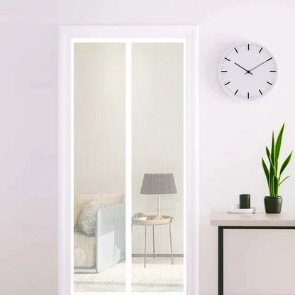 Magnetic Mesh Screen Door Self-Closing Hands-Free Entry Insect Protection Summer Ventilation Black White 31-47 in Patio Balcony RV Home
