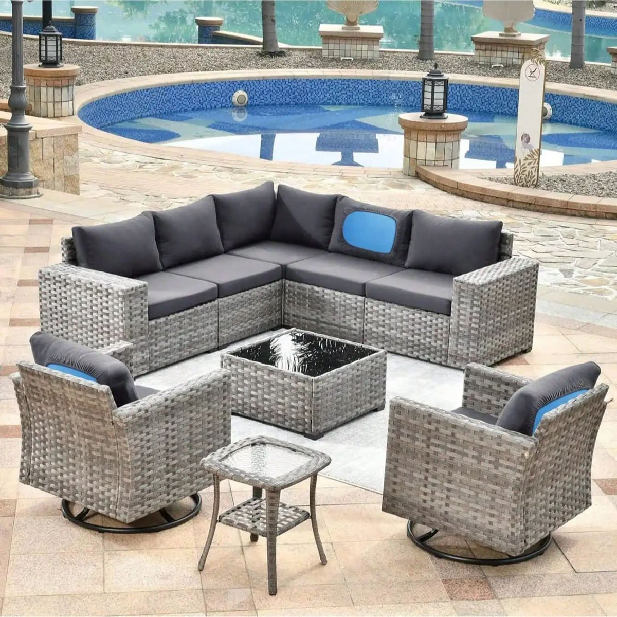 PALMFLOW – Housses de coussin antidérapantes pour la protection des meubles de jardin