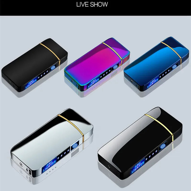 Electric Arc Lighter Rechargeable Windproof Dual Beam Touch Activated USB Powered Flameless Igniter for Candles Incense Camping Outdoor Kitc