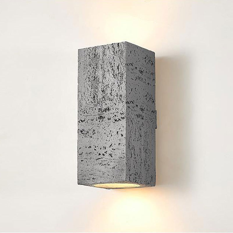 Rectangular Cement Sconce with Bidirectional Glow for Bedrooms, Hallways & Living Areas | Minimalist Stone-Effect Fixture
