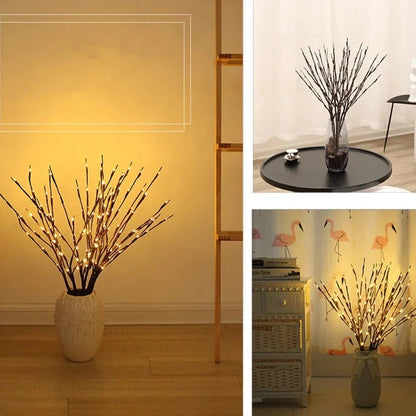 Battery-Operated Lighted Twig Stems with Warm White LEDs for Home Decor | Vase Filler Branch Lights Indoor Outdoor