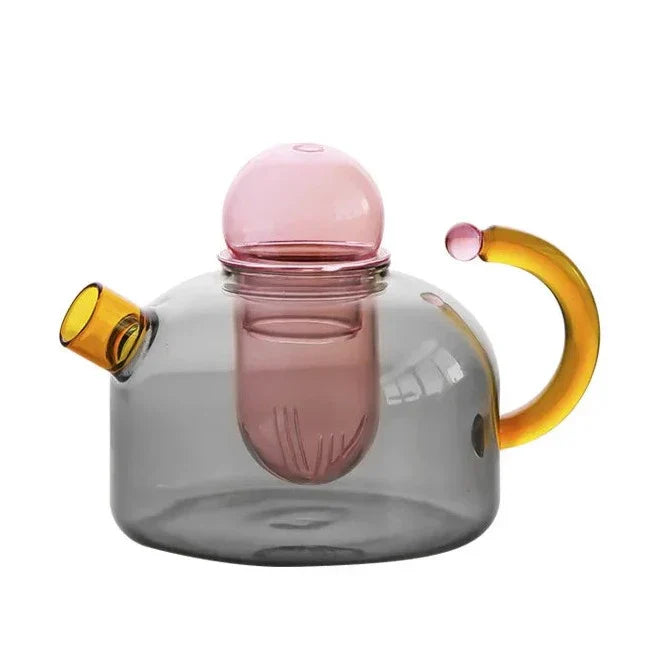 Service à thé en verre vibrant | Tasses et théière en verre borosilicate coloré | Formes uniques pour une expérience de dégustation agréable