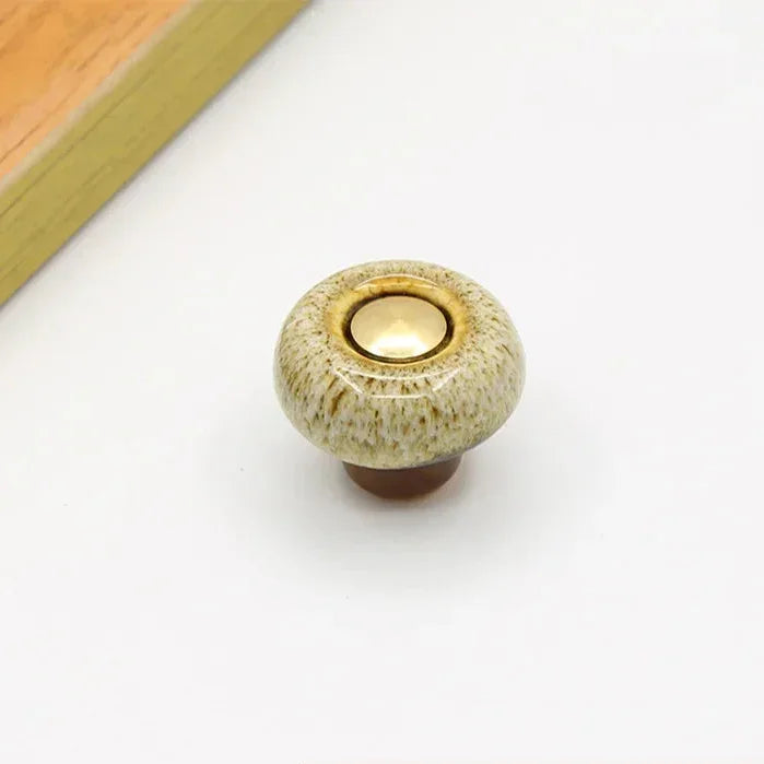 Round Ceramic Furniture Pull 1.3 Inches for Kitchen Drawers Cabinets Cupboard Dresser Bathroom Vanity Wardrobe Refresh Hardware Upgrade Repl