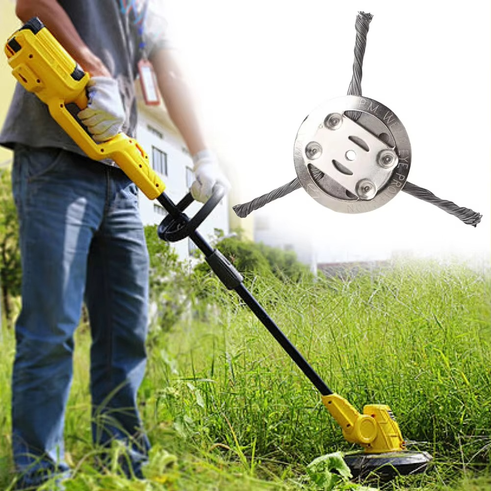 Steel Wire Brush Trimmer Attachment for String Trimmers – Heavy-Duty Weed & Rust Removal Head for Lawn, Patio & Surface Cleaning