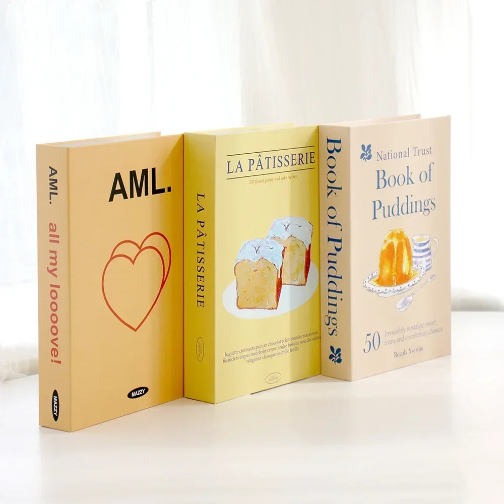 Hollow Cardboard Book Stack 3-Piece Display Set for Shelf Styling Coffee Table Accent Modern Home Interior Staging Props