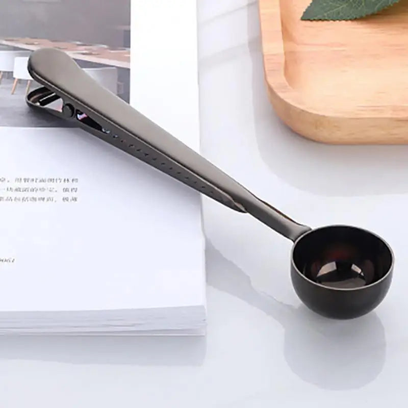 Stainless Steel Bag Sealer Scoop 7 Inch Dual Purpose Clip for Coffee Tea Storage Kitchen Pantry Organization Tool Silver Gold Black Rose Gol