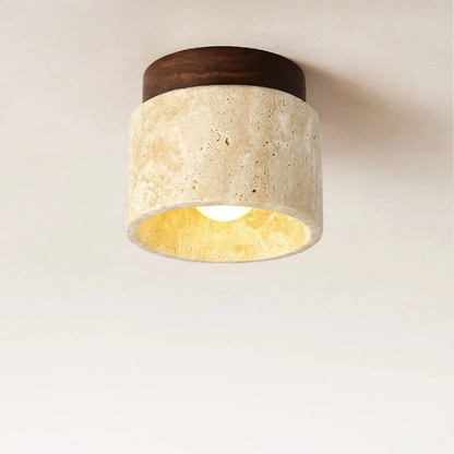 Plafonnier encastré en pierre naturelle crème 4,7 po, éclairage LED compact pour entrées, couloirs, chambres, foyers, style minimaliste moderne Japandi