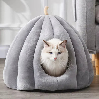 Niche grotte fermée pour chat – Cachette intérieure en peluche douce | Refuge d'hiver douillet pour animaux avec housse lavable pour chats de petite à moyenne taille | Chaud