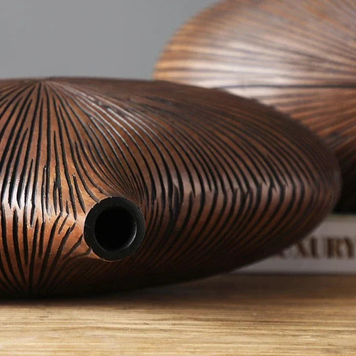 Handcrafted Desert-Inspired Elongated Decorative Bowl with Wood-Grain Texture for Modern Home Decor
