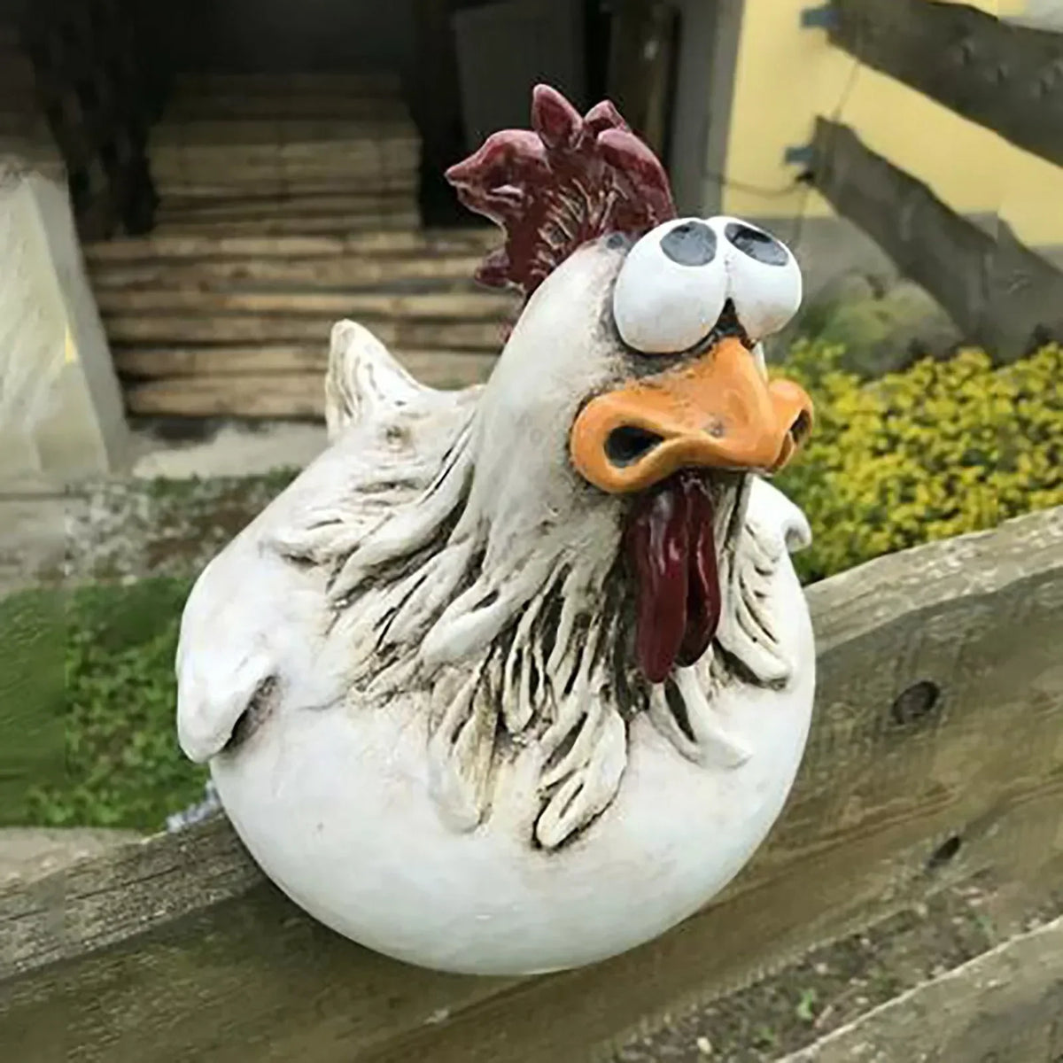Ornement de coq en résine à suspendre sur clôture, 14 cm, décoration de jardin style ferme, sculpture de poule à suspendre, décoration murale pour patio, jardin et arrière-cour, accent rustique