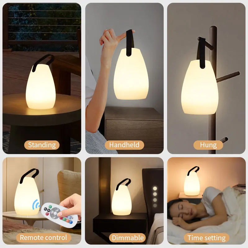 Rechargeable LED Outdoor Lantern with Remote Control, 8 Color Modes & Dimmable Light for Patio, Garden, Deck
