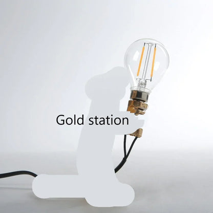 Lampe de table souris fantaisie avec lumière LED – Décoration animalière en résine pleine de charme pour chambre à coucher, salon et chambre d'enfant