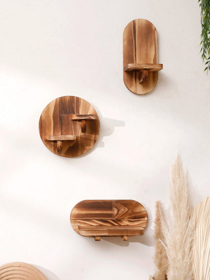 Natural Wood Floating Wall Shelf with Unique Grain | Stylish Decor for Small Spaces