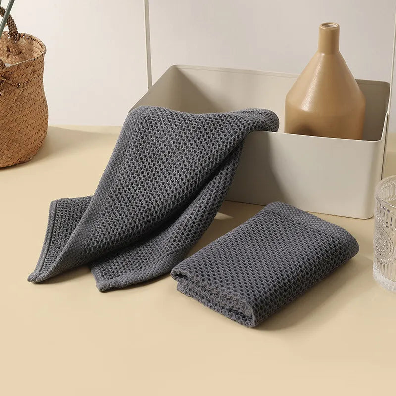 Cotton Waffle Weave Dish Towels 6-Pack Kitchen Hand Towels Fast Drying Neutral Colors for Countertops Bathroom Cleaning Cloths Lightweight A