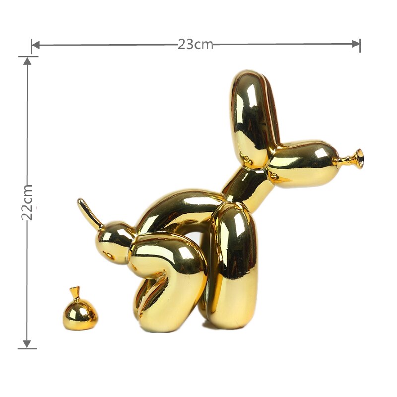 Metallic Resin Balloon Dog Sculpture for Shelf, Mantel & Tabletop Display in Modern Contemporary Living Rooms