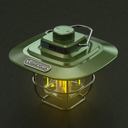 NostalgiaGlow | Lanterne de camping LED rétro avec batterie rechargeable | Éclairage réglable pour une ambiance extérieure chaleureuse