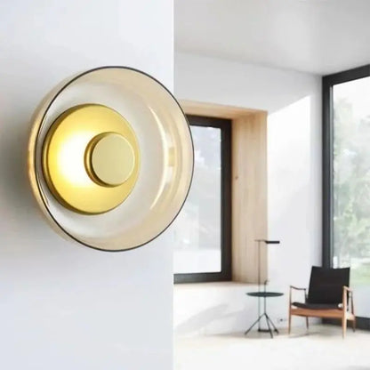 Contemporary Sconce with Domed Glass Shade – Iron Frame Wall-Mount Fixture for Bedrooms, Hallways & Living Spaces
