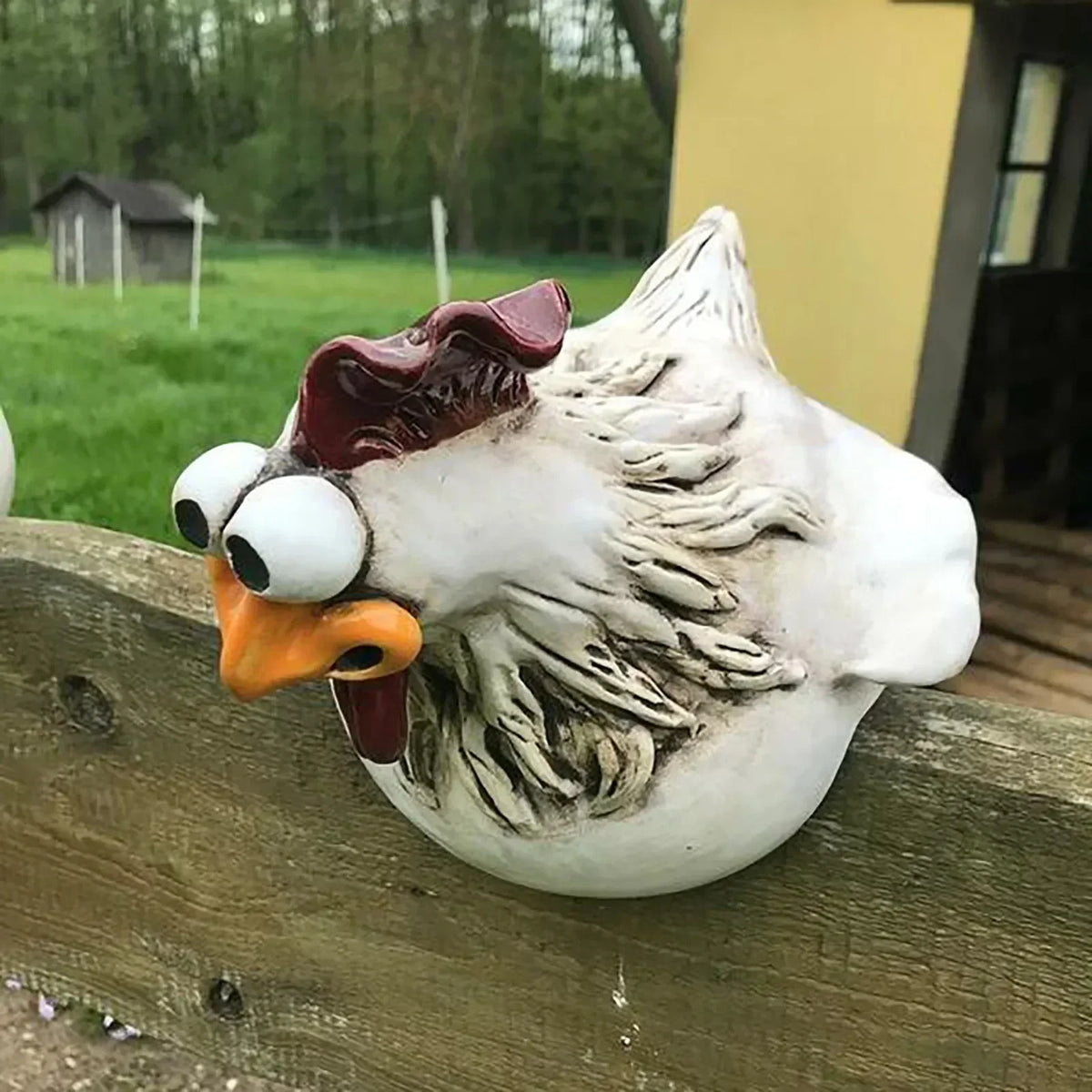 Ornement de coq en résine à suspendre sur clôture, 14 cm, décoration de jardin style ferme, sculpture de poule à suspendre, décoration murale pour patio, jardin et arrière-cour, accent rustique