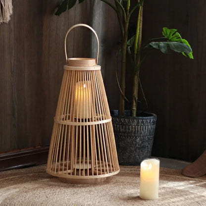Lanterne tressée à piles avec bougie LED sans flamme pour terrasse, jardin, table, décoration suspendue, éclairage d'appoint sans fil intérieur et extérieur