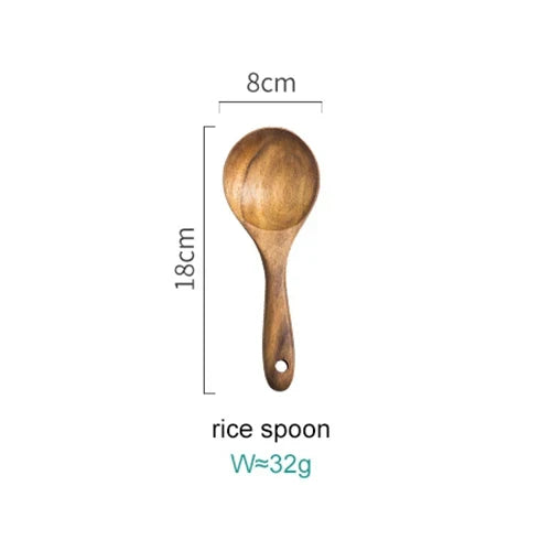 8-Piece Wooden Kitchen Tool Set Natural Wood Spatulas Spoons Ladle with Holder 12 Inch Tools for Home Cooking