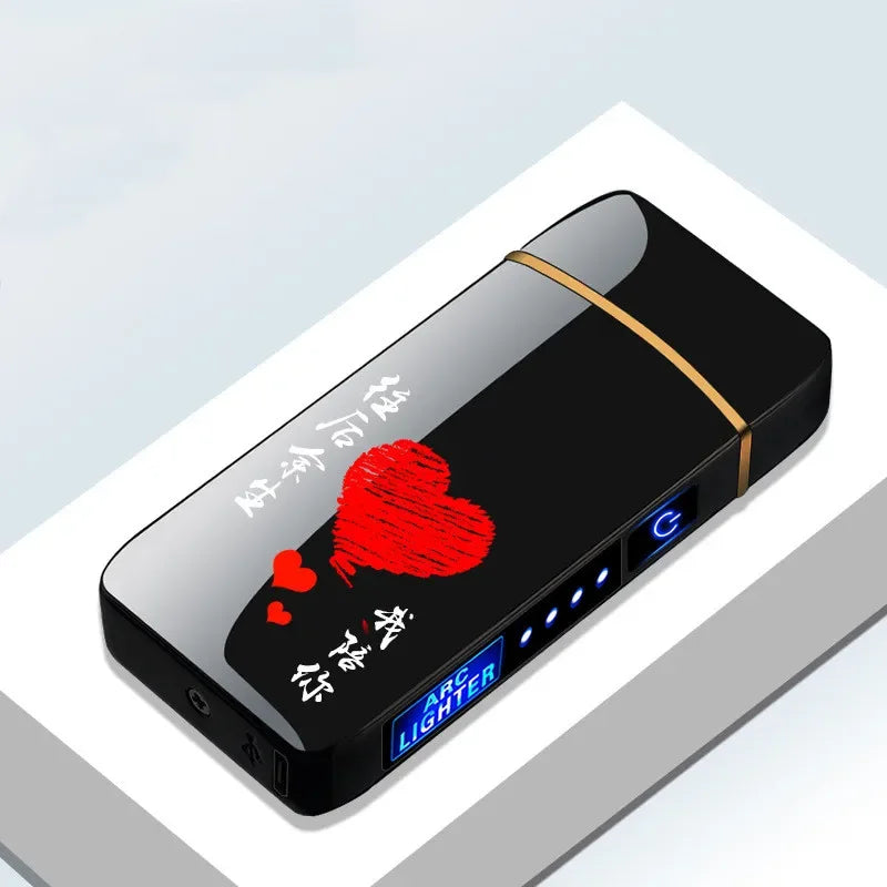 Rechargeable Dual-Arc Plasma Lighter with Touch Sensor & LED Display for Candles, Pipes & Outdoor Use