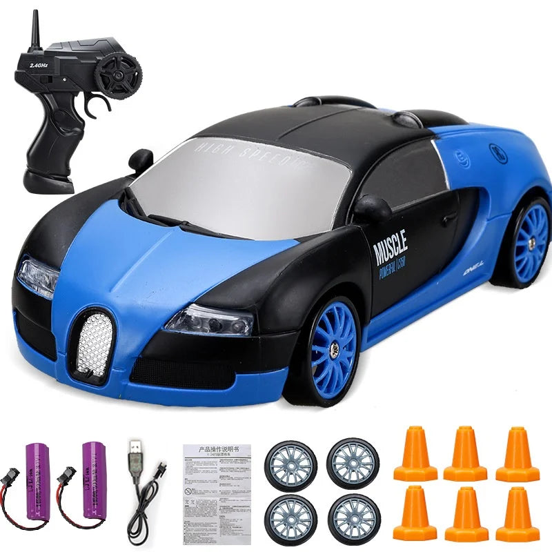 RC Mini Drift Car Remote Control Racing Toy with LED Lights & Rechargeable Battery for Kids & Adults