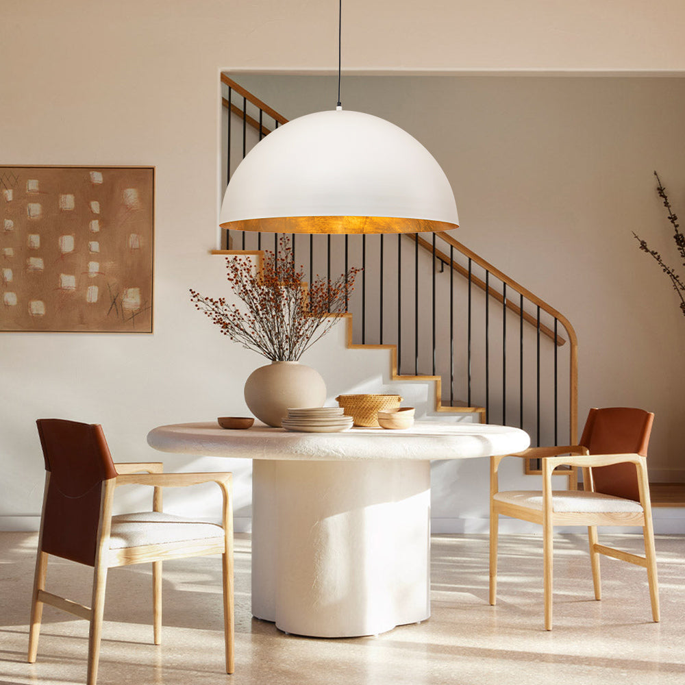 Statement Bowl Pendant Ceiling Light with Gold Interior – Adjustable Cable & Dimmable for Kitchen Island, Dining