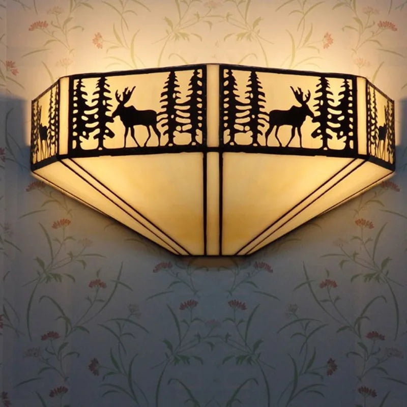 Stained Glass Sconce with Blue & Mint Green Tiles for Bedroom, Hallway & Dining Room | E27 Socket Compatible with LED