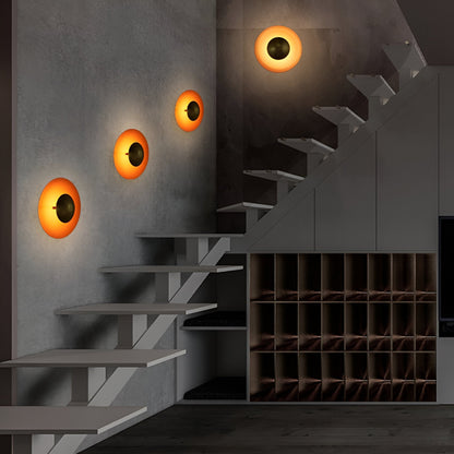 Round Iron LED Wall Sconce 16 in Diameter Ambient Light Fixture Hallway Bedroom Living Room Contemporary Circle Mount