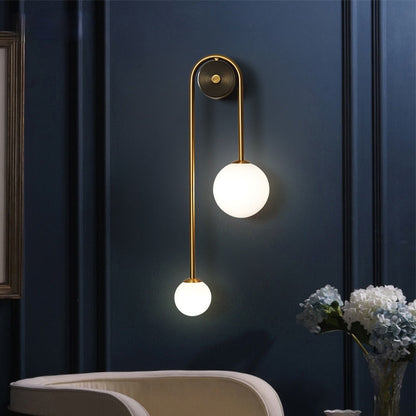 Glass Shade Wall Sconce Light with Brass-Finish Metal Frame for Hallway, Bedroom, Living Room & Bathroom Lighting