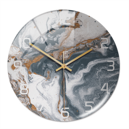 Silent Wall Clock Round Metal Frame Minimalist Quiet Sweep Non-Ticking for Living Room Bedroom Office Home Decor Modern Decorative Timepiece