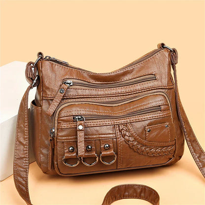 Retro-Inspired Shoulder Bag for Women – Faux Leather Crossbody Purse with Top Handle – Everyday Carryall with Interior Pockets – Classic