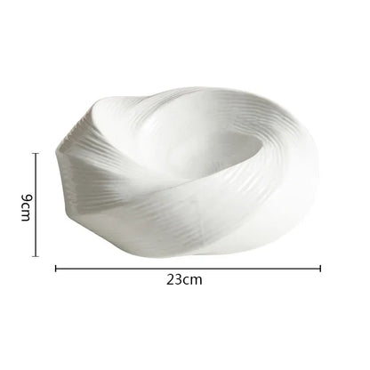 White Ceramic Dinnerware Bowl 10 Inch Spiral Textured Porcelain Dish for Salads Pasta Sides Family Dinners Parties Modern Table Décor