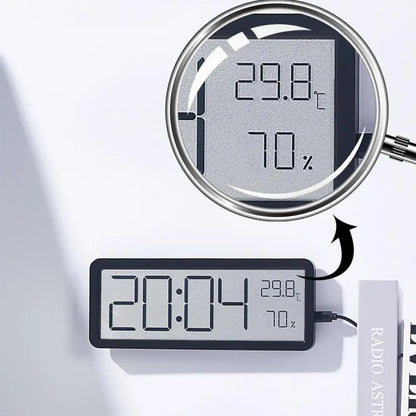 Horloge murale numérique LED avec affichage de la température et de l'humidité – Design moderne pour la maison et le bureau