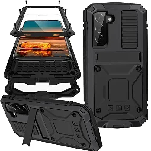 Aluminum Galaxy S26 Ultra Case with Screen Guard & Stand – Heavy Duty Shock Proof Cover for Samsung Galaxy S26 Plus, S26, S25 Ultra, S25