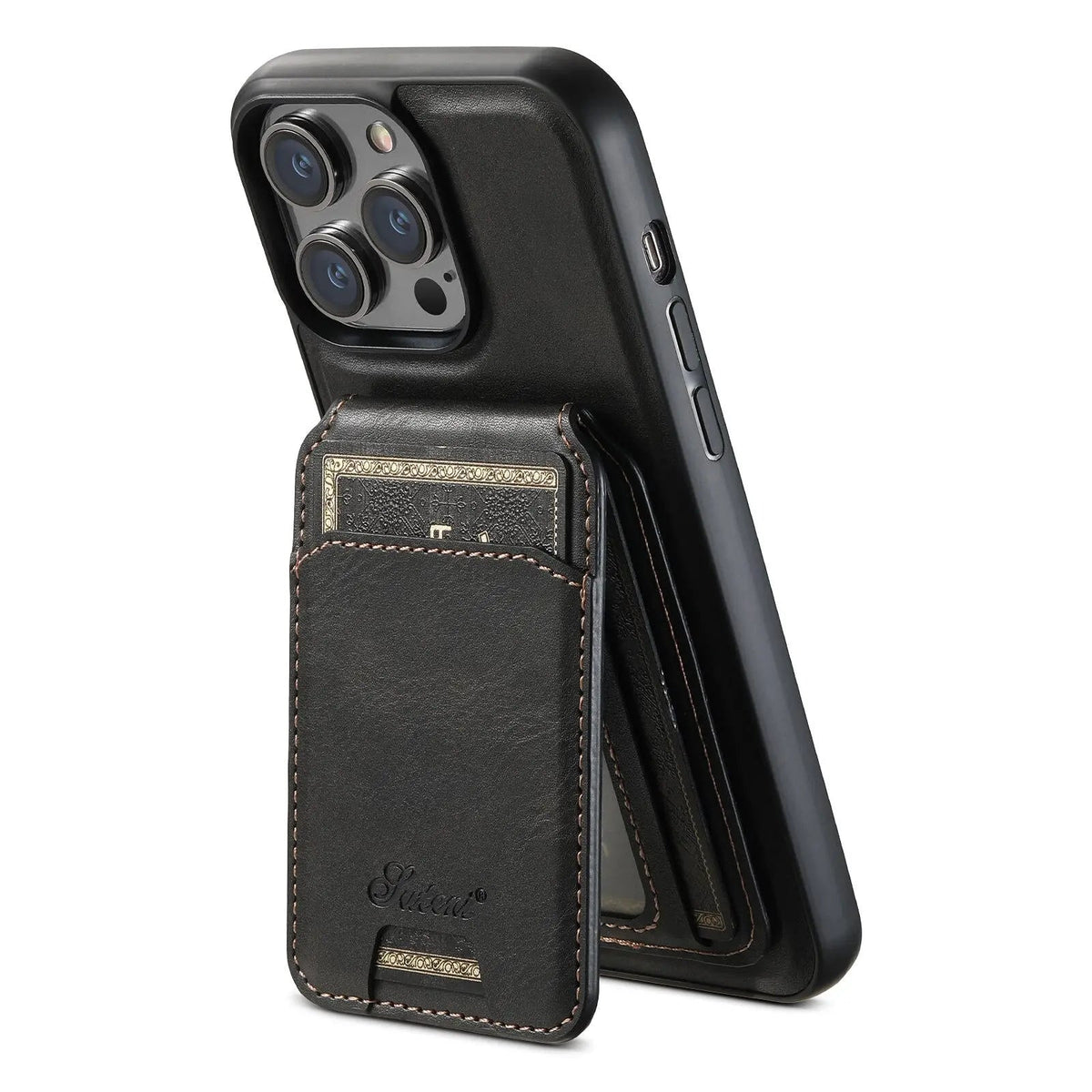 Folio Phone Case with Card Holder for iPhone 15, 15 Pro, 15 Plus, 15 Pro Max – Textured Finish with Raised Edge Protection