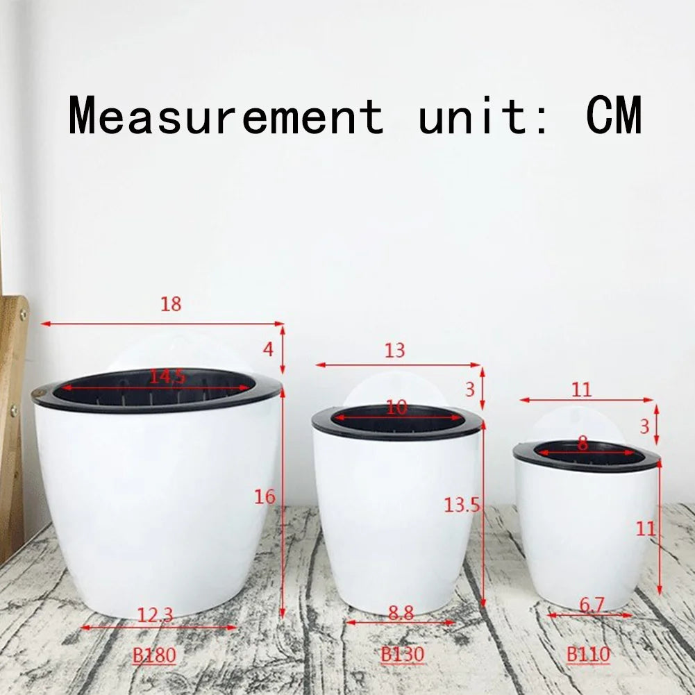 Wall-Mount Self-Watering Planter 7 in Diameter White Plastic Vertical Herb Pot Indoor Outdoor Hydroponic Succulent Holder Removable Basket f